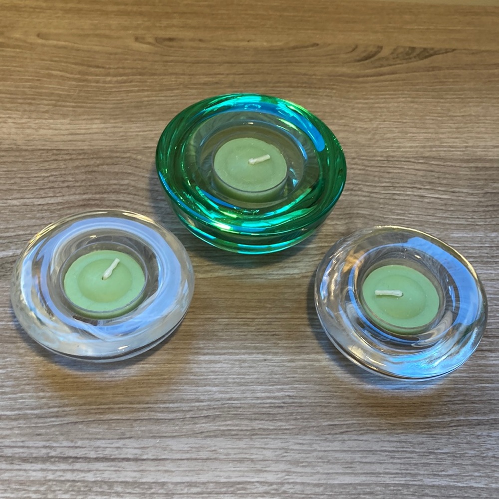 MCM Littala Ballo green glass votive bundle